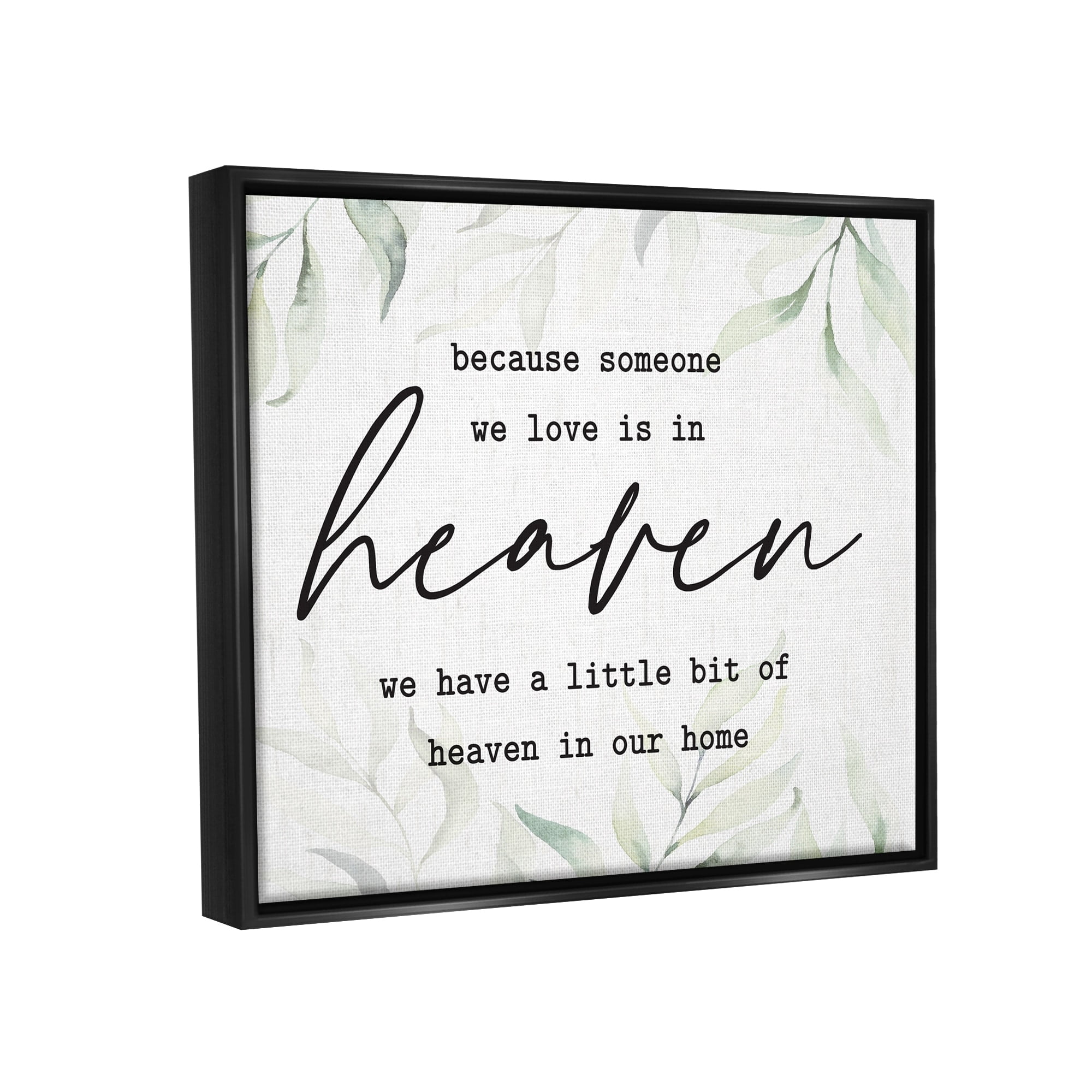Stupell Industries Heaven In Our Home Tropical Plant Leaves Design Graphic Art Jet Black Floating Framed Canvas Print Wall Art, Design by Lettered and Lined