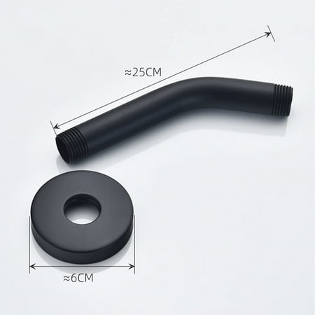 

15-25cm Black Shower Bracket with Flange Wall Mount Shower Head Extension 25cm