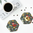 thumbnail image 4 of Yiaed Cute Animal Forest Print Leather Coasters for Drinks - Cup Coasters Coffee Table Kitchen Table Bar, Home & Office Gifts Handmade Drink Coasters-Hexagon, 4 of 6