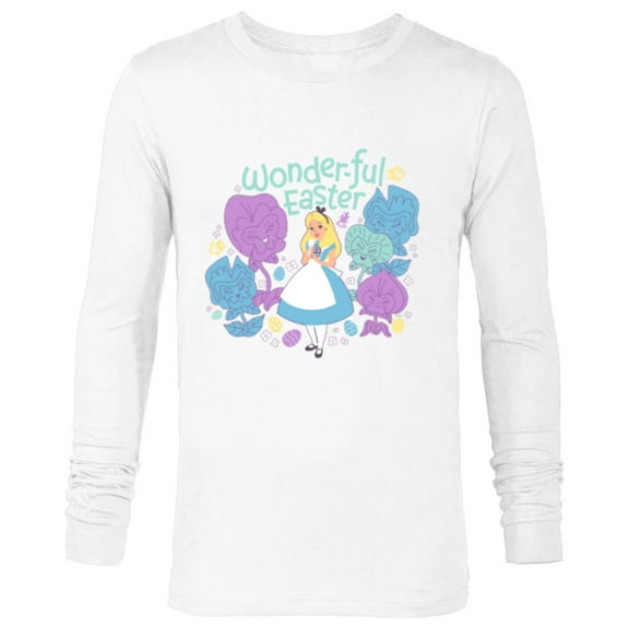 Disney Alice in Wonderland Spring Flowers Wonder-ful Easter - Long Sleeve T-Shirt for Men - Customized-White
