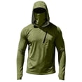 thumbnail image 6 of Men's Hooded Long Sleeve Sun Protection Shirt - UPF 50+ Lightweight Breathable Pullover with Face Mask & Zipper Pocket - Quick-Dry Outdoor Fishing & Hiking Top for Summer Dark Green S, 6 of 7
