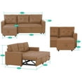 thumbnail image 6 of Laura Caramel Leather Sectional Sleeper Sofa with Pull Out Bed & Storage Chaise, 6 of 10