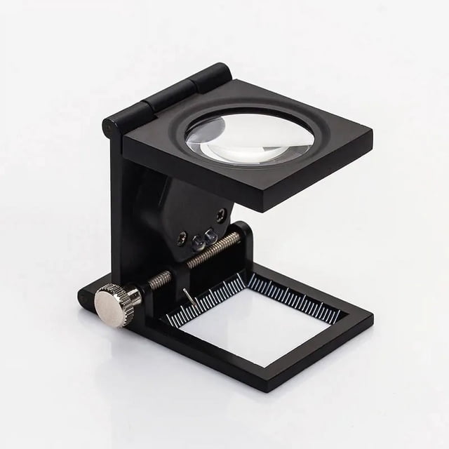 Mini lupa plegable de aleación de Zinc, lupa de 10X 28mm con escala para herramienta de joyería óptica textil
