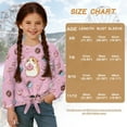 thumbnail image 7 of Xoenoiee Pink Guinea Pig Donut Print Girls Casual Front Tie Lightweight Sweatshirt Long Sleeve Crop Tops Loose Fit Pullover Active T-Shirts, 5-6 Year, 7 of 7