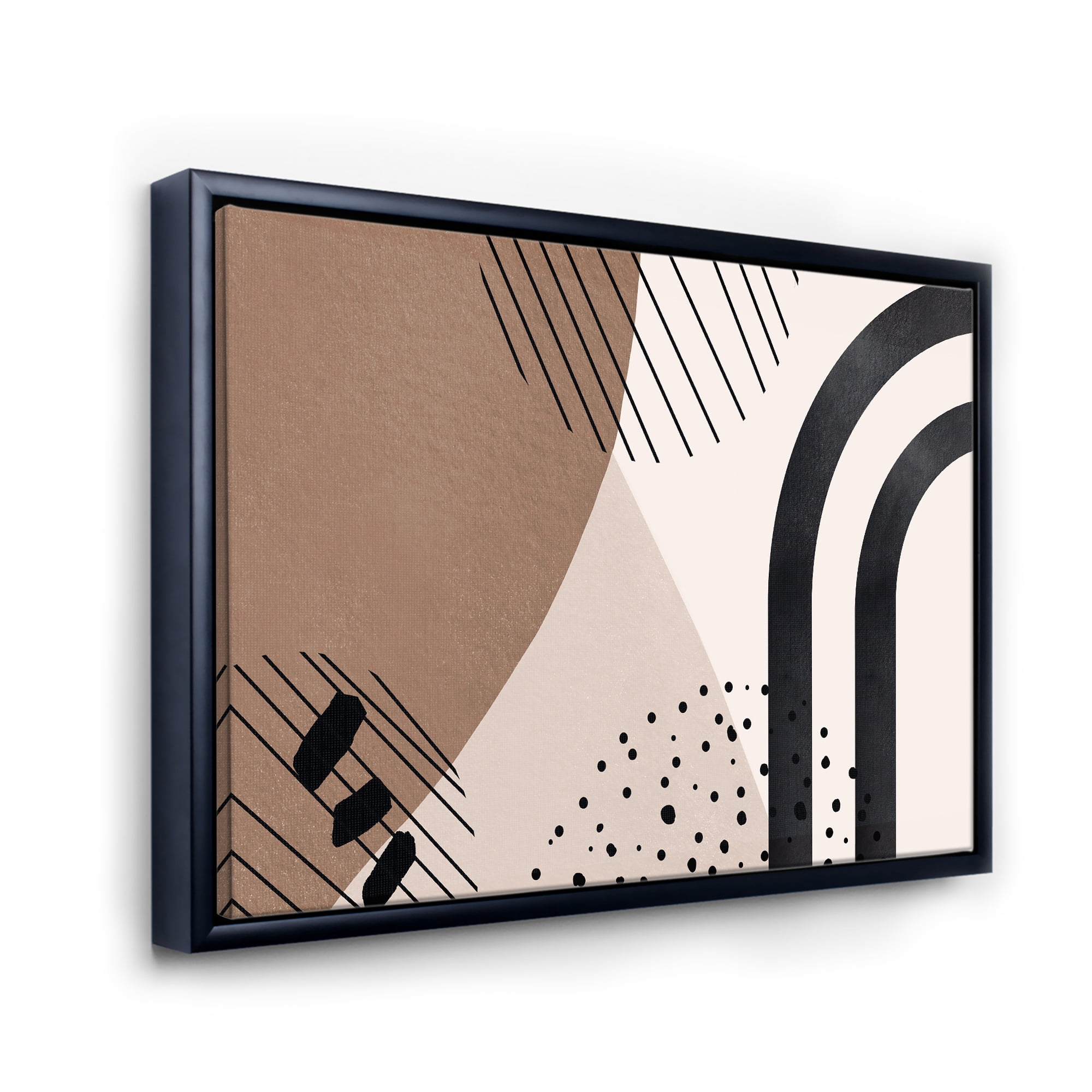 Designart 'Abstract Ivory Shapes and Shapes in Terracotta I' Modern Framed Canvas Wall Art Print