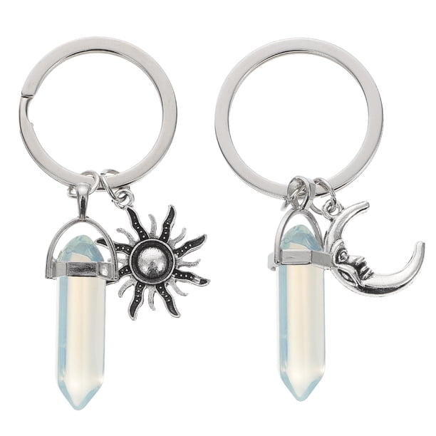 2 unids parejas llaveros novela sol y luna diseño llaveros llaveros decorativos