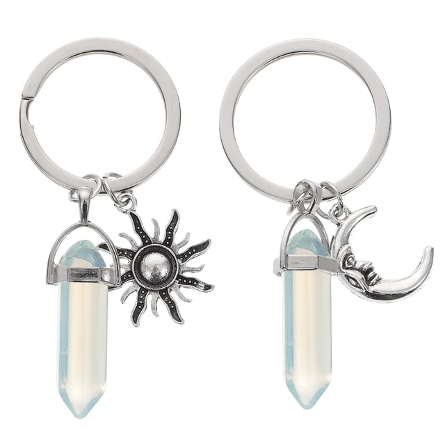 GOOHOCHY 2 llaveros para parejas con diseño novedoso de sol y luna, llaveros decorativos.