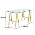 thumbnail image 5 of Benzara BM191635 Glass Writing Desk with Metal Sawhorse Style Legs - Gold & Clear - 30 x 55 x 30 in., 5 of 6