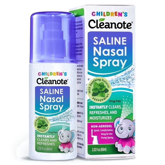 Children’s Cleanote Moisturizing Saline Nasal Spray for Dry Nose & Congestion Relief – Gentle, Drug-Free Nose Spray for Babies, Toddlers & Kids, 60 mL