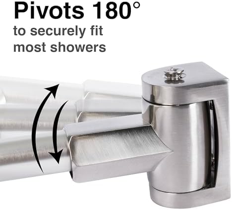 Double Curved Shower Rod, Metal Construction, Adjustable Between 44 to 70 Inches, Aluminum Rods and Zinc Mounting Hardware, Quality Modern Bathware, Brushed Nickel Finish