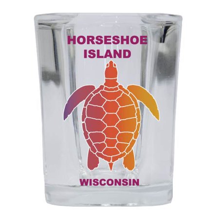 

HORSESHOE ISLAND Square Shot Glass Rainbow Turtle Design
