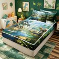 thumbnail image 2 of meiyoeat Tropical Rainforest Dinosaur Zipper Twin Comforter Sets with Fitted Sheet and 2 Pillowcases for Kids Boys Girls, Nature Wildlife Zipper Bedding Set, Green, Black Reversible, 4-Piece, 2 of 6