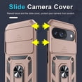 thumbnail image 2 of KOMI Case Compatible with Google Pixel 9/9 Pro Built in Slide Camera Lens Cover+Screen Protector+Finger Ring Holder Kickstand,Heavy Duty Shockproof Full Body Protective Phone Cover, Rose Gold, 2 of 5