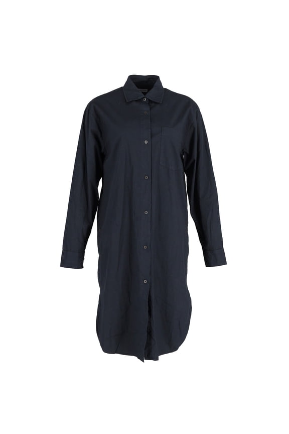 Pre-Owned Dries Van Noten Shirt Dress in Navy Blue Polyester