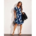 thumbnail image 3 of EKOUAER Women's Nightgown Short Flare Sleeve Sleepshirt V-Neck Sleepwear Soft Nightshirt Pajama Dress, 3 of 4