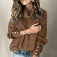 thumbnail image 2 of Atogsazn Women's Oversized Turtleneck Chunky Pullover Sweaters Long Sleeve Winter Slouchy Loose Knit Sweaters Fall Winter Tops Coffee XXXL, 2 of 5