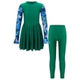 thumbnail image 1 of Aislor Kids Girls Two Pieces Swimsuit Floral Printed Rash Guard Skirts with Legging for Seaside Holiday 6-16 Dark Green 10, 1 of 7