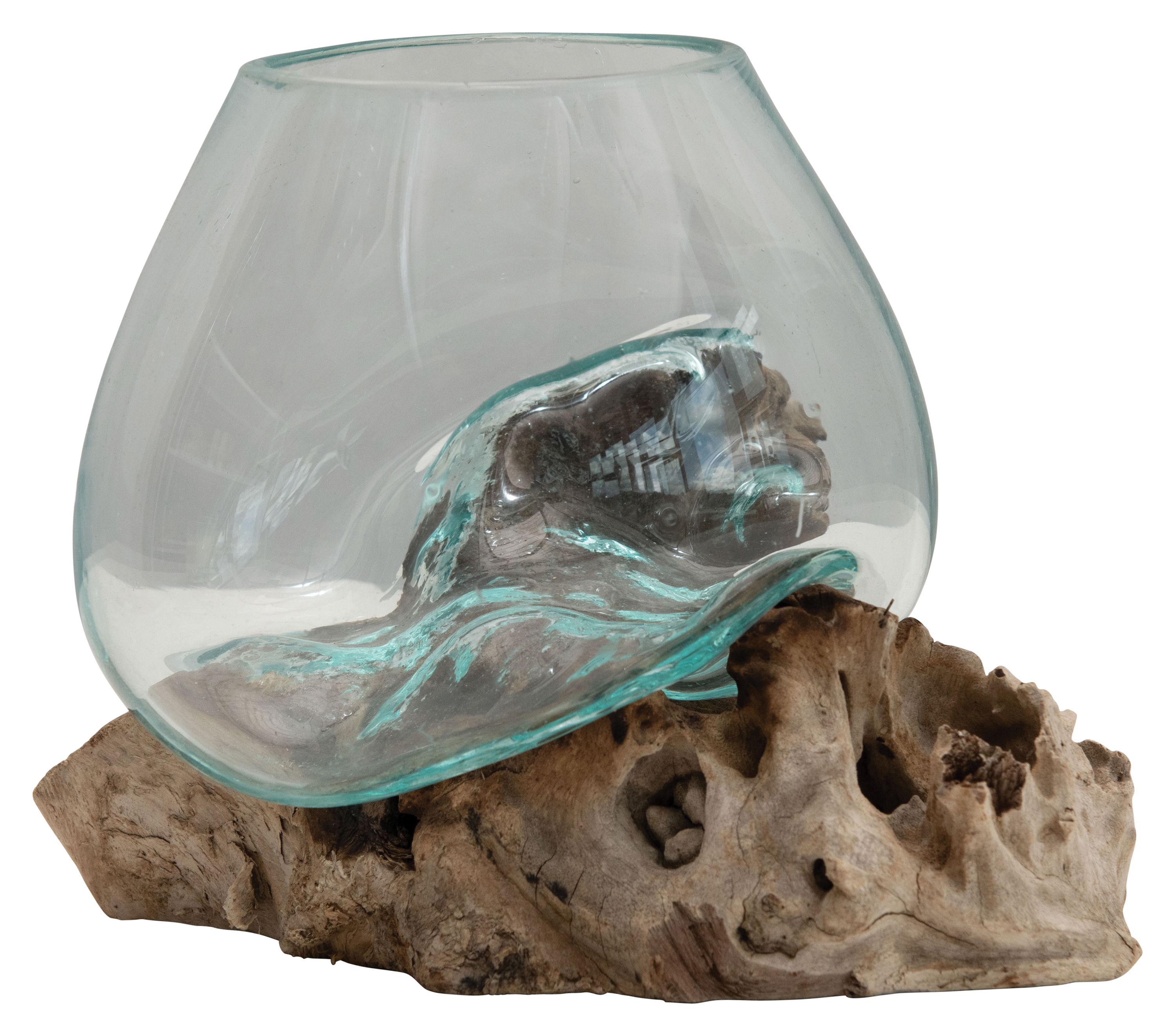 Creative CoOp Glass Planter/Vase on Natural Wood Base