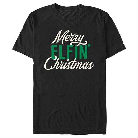 Men's Lost Gods Merry Elfin' Christmas  Graphic Tee Black Large
