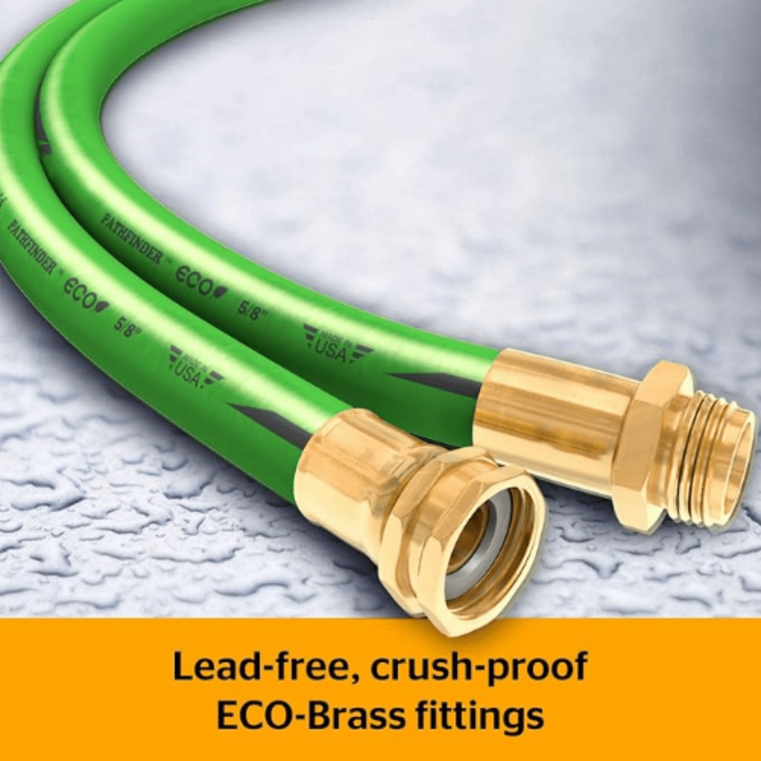 Green Garden Hose 5/8in Inside Diameter x 50ft Length Male x Female Garden Hose Thread  Brass Fittings
