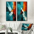 thumbnail image 1 of Designart "Ineffable Love Teal Abstract III" Abstract Painting Framed Wall Art Set Of 2 - Modern Red Frame Gallery Set For Office Decor, 1 of 6