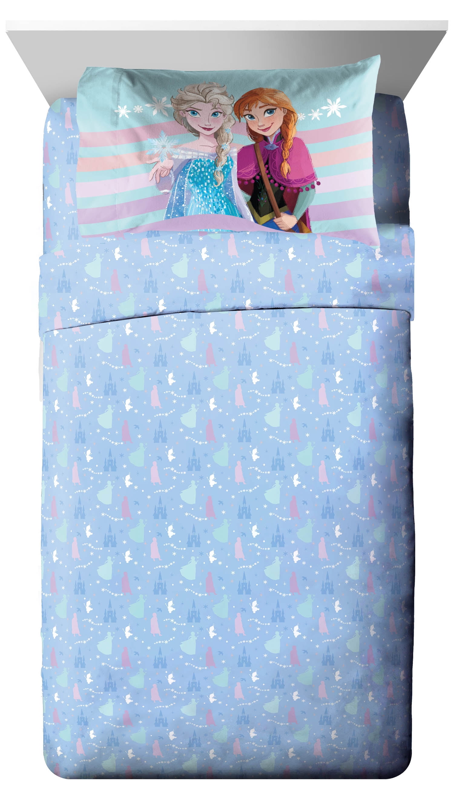 Frozen The Poet Inside 5 Piece Twin Size Kids Comforter Set wth Sham - Super Soft Disney Elsa Bed Set for Kids
