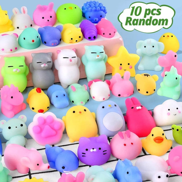 10PCS Mini Squishy Toys Mochi Squishies Kawaii Animal Pattern Stress ...