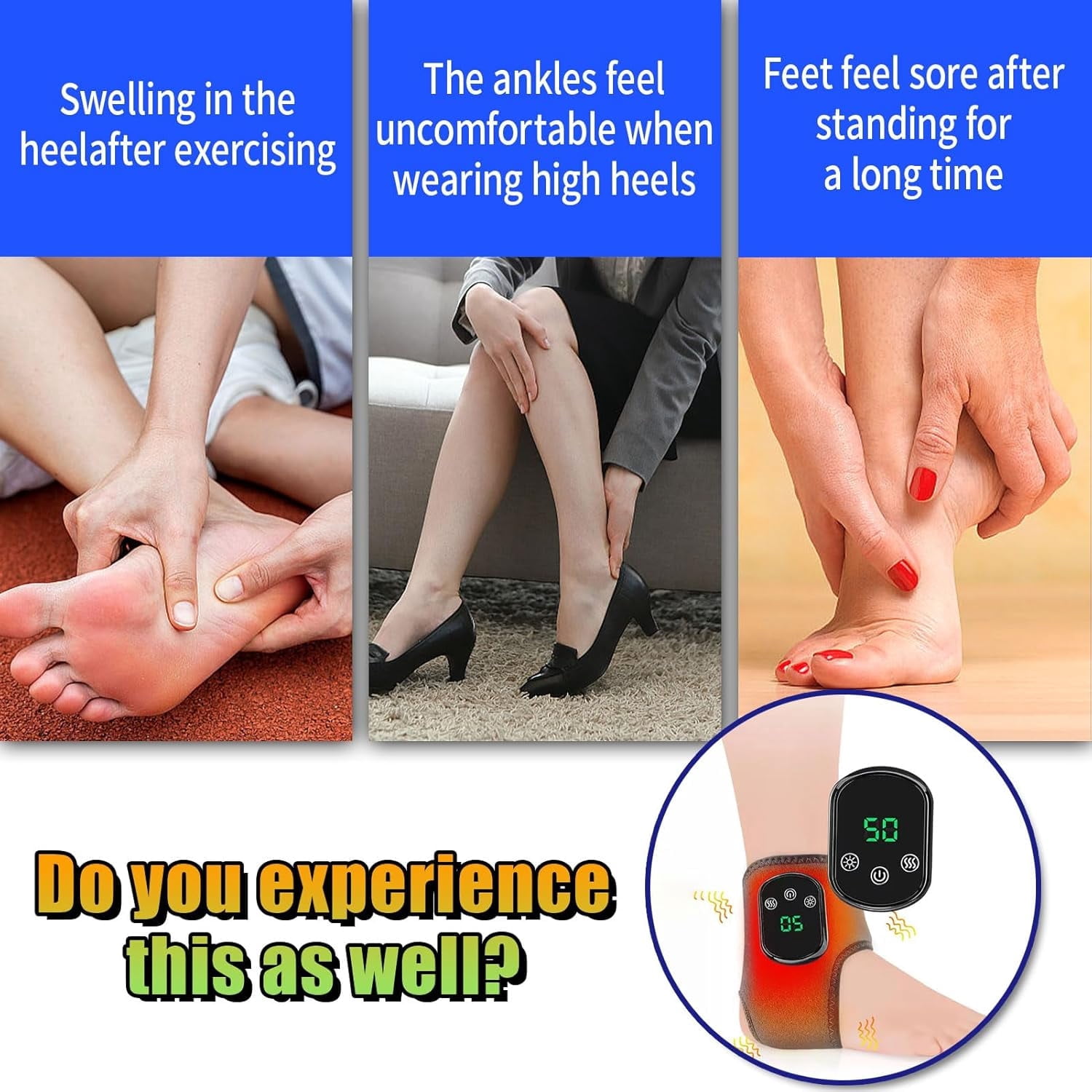 Triple Method Massager – 3-in-1 Therapy with Vibration & 5 Heat Levels, Boosts Circulation, Relieves Neuropathy, Plantar Fasciitis, Tendinitis & Chronic Foot Pain