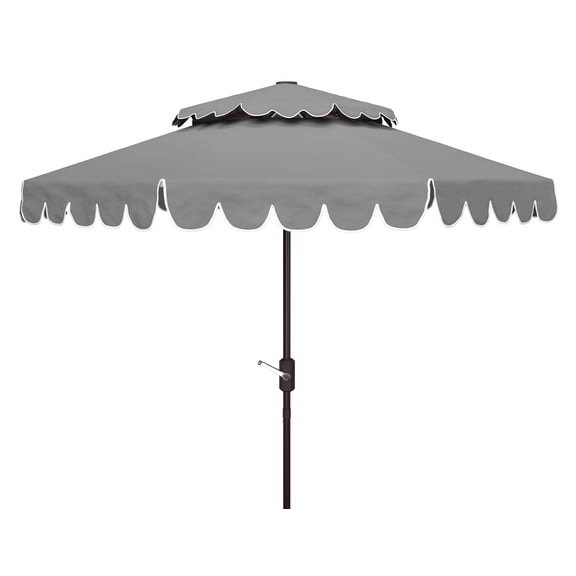 SAFAVIEH Venice 9' Market Crank Double Top Patio Umbrella, Grey