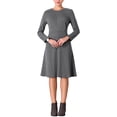 thumbnail image 1 of Vestido midi de manga larga con cremallera en el cuello A-Line a rayas para mujer Inspire Chic XL gris, 1 of 5