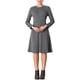 thumbnail image 1 of Vestido midi de manga larga con cremallera en el cuello A-Line a rayas para mujeres Inspire Chic L Gris, 1 of 5