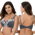 thumbnail image 5 of Curve Muse Women's Plus Size Minimizer Wireless Unlined Bra with Embroidery Lace-2Pack-BUTTERMILK,GRAY-36C, 5 of 7