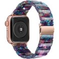 thumbnail image 2 of Omter Correa Con Estuche Compatible Con Apple Watch 41 Mm Mujeres Hombres Moda Pulsera De Resina Correa Pulsera Parachoques Para Iwatch Series 9/8/7 (Flor Azul 41 Mm), 2 of 5