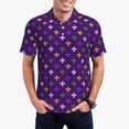 thumbnail image 3 of Rocae Purple Mardi Gras for Men's Short Sleeve Polo Shirt, Quick Drying Performance Moisture Wicking Sports Men's Golf Shirt Small, 3 of 9