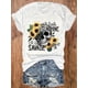 thumbnail image 1 of Halloween T-Shirt - Women's Halloween Skull & Sunflower Graphic T-Shirt - "A Little Sunshine A Little Savage" Casual Short Sleeve Round Neck Tee, Machine Washable All-Season Top, Halloween Clothes, 1 of 6