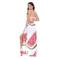 thumbnail image 3 of FORMRS Womens Long Sarong Beach Wrap Semi-Sheer Bikini Skirt Bathing Swimsuit Cover Up, White Watermelon, 3 of 7
