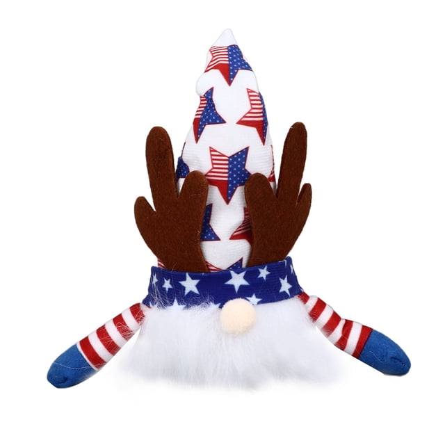 4 de julio Gnomo Patriótico Felpa Gnomos Patrióticos Decoraciones Día de la Independencia Adorno de Mesa con Luz Un Sombrero de Pentagrama