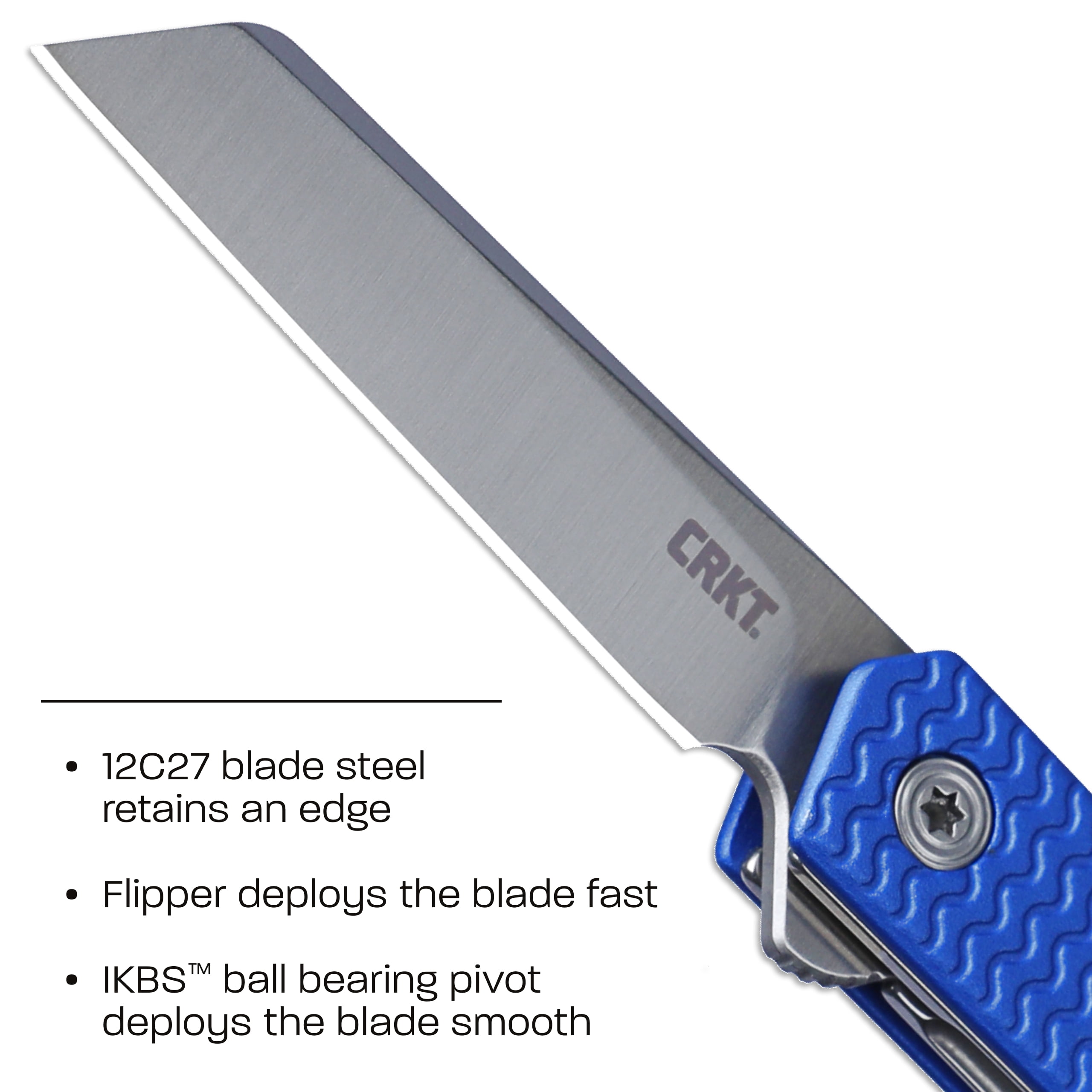CRKT CEO Microflipper Everyday Carry EDC Pocket Folding Knife with Liner Lock: 12C27 Plain Edge Blade, Aluminum Handle, Reversible Pocket Clip, 7083