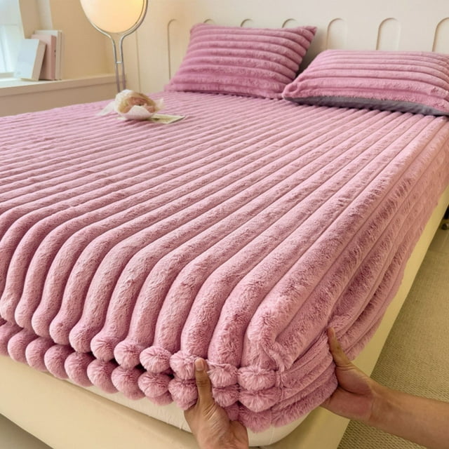 Sábana ajustable de forro polar grueso de invierno de 198 x 218 cm, suave y afelpada, con bordes elásticos, resistente a las arrugas, para estudiantes, uso en el hogar y el dormitorio.