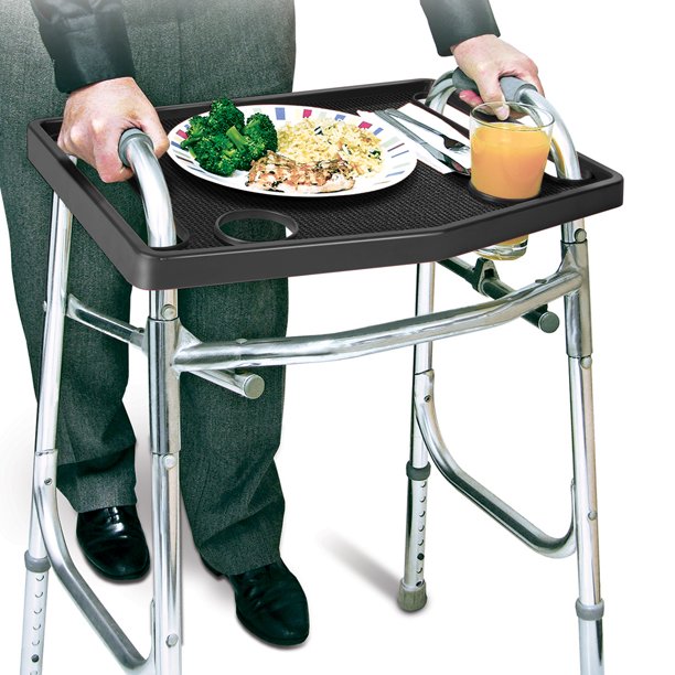 Walker Tray with NonSlip Grip Mat, Fits Most Walkers