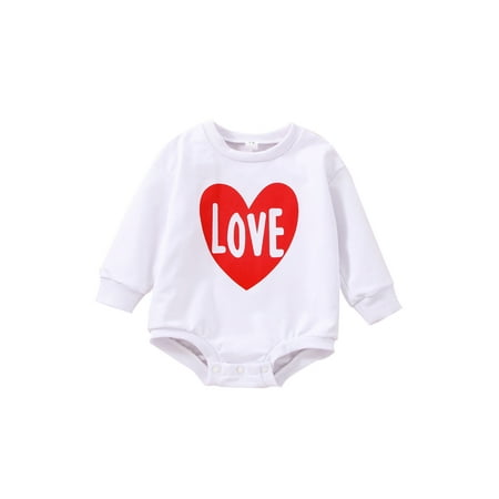 

hirigin Infant Baby Girls Boys Romper Long Sleeve Heart Letter Print Bodysuit