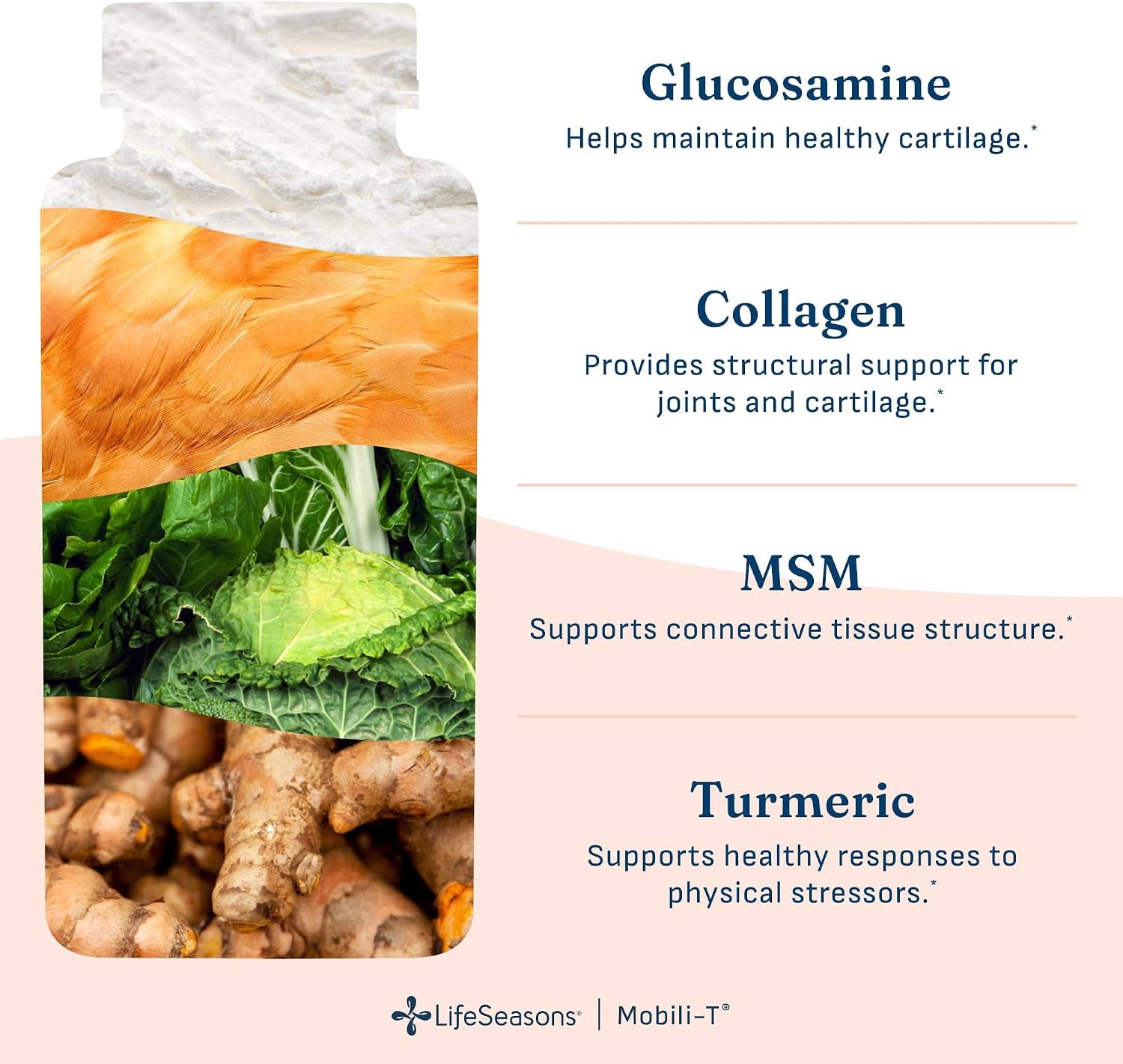 LifeSeasons Mobili-T - Joint Support Supplement - Increase Range of Motion - Rebuild Tissue & Cartilage - MSM Chondroitin Collagen Glucosamine & Turmeric - 120 Capsules