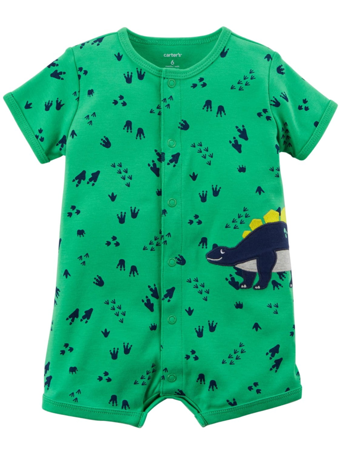 Carter's Carters Infant Boys Green Dinosaur Romper Baby Dino Foot
