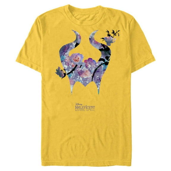 Disney Maleficent: Mistress of Evil Floral Horns - Short Sleeve Blended T-Shirt for Adults - Customized-Yellow