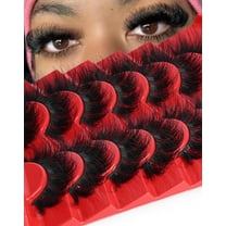 Strip Lashes That Look Like Lash Clusters 12-20mm Fluffy 80D Volume False Eyelashes Wispy Soft Curly Eye Lashes 7 Pairs Waterproof Faux Mink Lashes Big Personality Red Box Lashes
