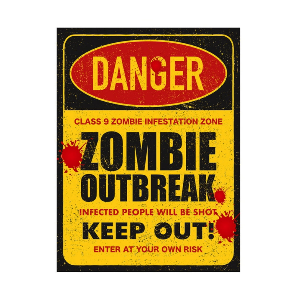 Clearance! Novelty Creepy Halloween Beware Sticker Self Adhesive Label Bathroom Sign Decor Spooky Warning Props Horror Decorations Scene G