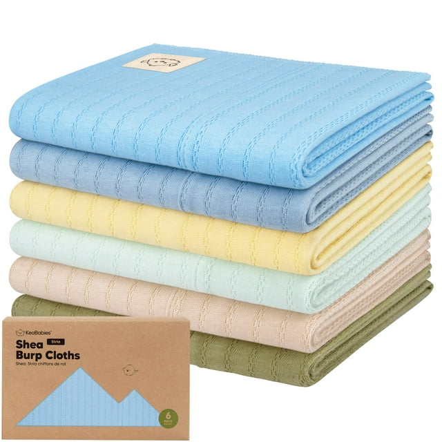 Toalla KeaBabies Shea Stria de algodón orgánico 51 x 30 cm, paquete de 6
