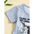 thumbnail image 5 of Bagilaanoe 2pcs Toddler Baby Boy Short Pants Set Short Sleeve Cartoon Letter Print T Shirt Tops + Shorts 6M 12M 18M 24M 3T Kids Casual Summer Outfits, 5 of 9