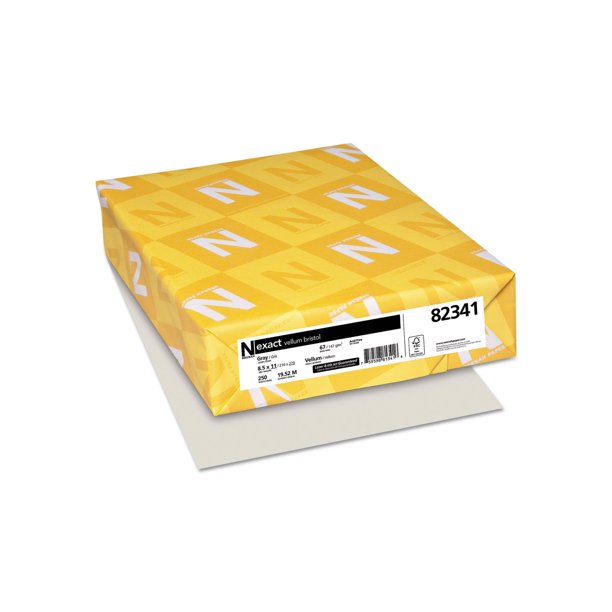 Branded Wausau Exact Vellum Bristol Card Stock, 67lb, Gray 250 Sheets