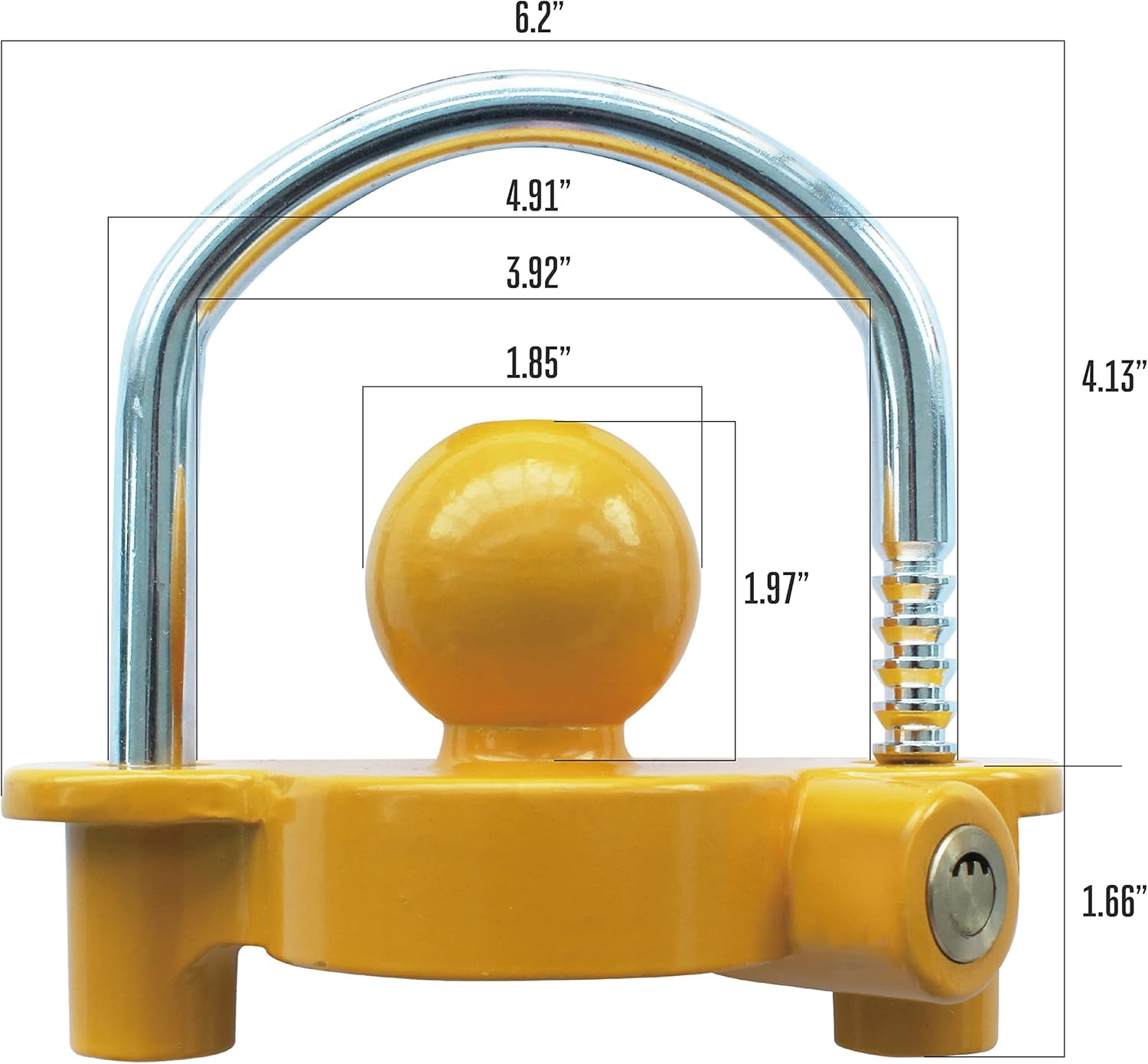 MaxxHaul 50640 Universal Trailer Coupler Lock for 1-7/8", 2", and 2-5/16" Couplers Yellow